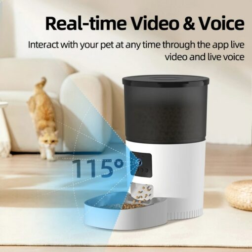 0uzcROJECO Automatic Cat Feeder With Camera Video Cat Food Dispenser Pet Smart Voice Recorder Remote Control