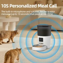 Hs9MROJECO Automatic Cat Feeder With Camera Video Cat Food Dispenser Pet Smart Voice Recorder Remote Control
