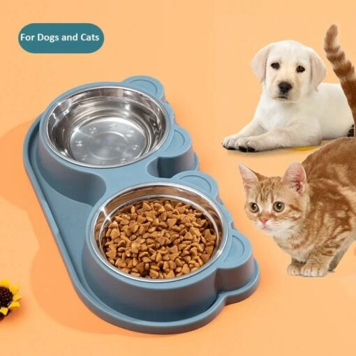 MFNGDouble Dog Bowls Dog Water and Food Bowls Stainless Steel Bowls Preventing Overturning Pet Feeder Bowls