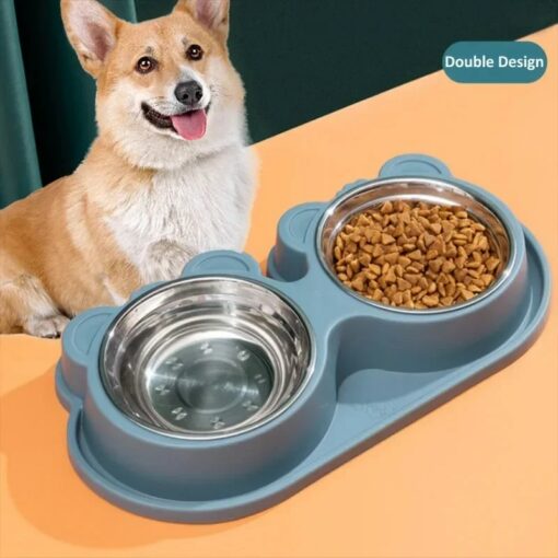 TWhQDouble Dog Bowls Dog Water and Food Bowls Stainless Steel Bowls Preventing Overturning Pet Feeder Bowls 1