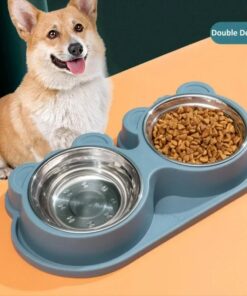 TWhQDouble Dog Bowls Dog Water and Food Bowls Stainless Steel Bowls Preventing Overturning Pet Feeder Bowls