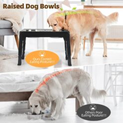 iYKyElevated Dog Feeder Dogs Bowls Adjustable Raised Stand with Double Stainless Steel Food Water Bowls for