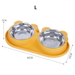 kS94Double Dog Bowls Dog Water and Food Bowls Stainless Steel Bowls Preventing Overturning Pet Feeder Bowls