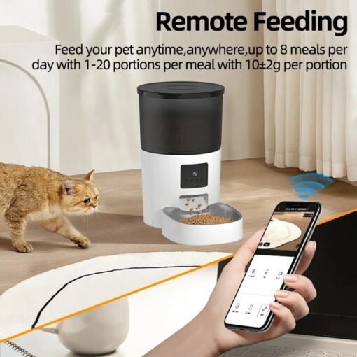 m7upROJECO Automatic Cat Feeder With Camera Video Cat Food Dispenser Pet Smart Voice Recorder Remote Control
