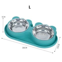 o574Double Dog Bowls Dog Water and Food Bowls Stainless Steel Bowls Preventing Overturning Pet Feeder Bowls
