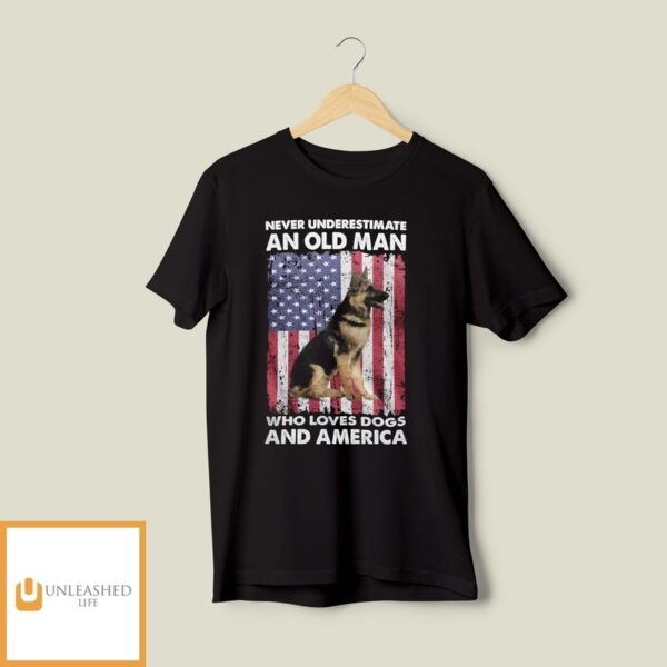 An Old Man Who Loves Dogs And America T-Shirt