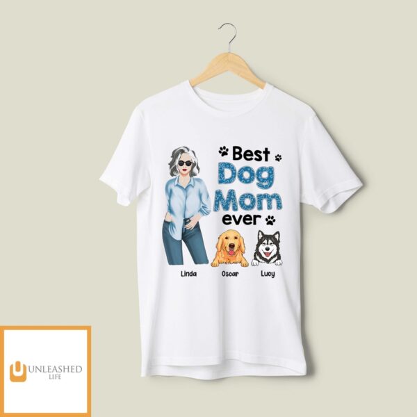 Best Dog Mom Blue – Personalized Custom Unisex T-Shirt