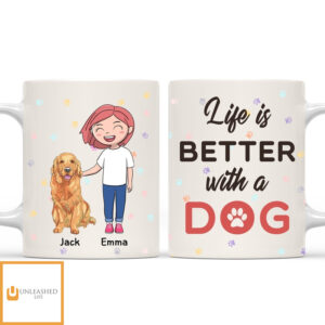 Better Life With Dog – Personalized Custom Coffee Mug Better Life With Dog – Personalized Custom Coffee Mug