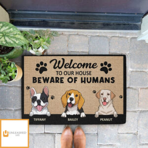 Beware Of Human – Personalized Custom Doormat