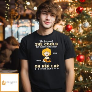 Dog Asleep On Lap – Personalized Custom Unisex T-Shirt Dog Asleep On Lap – Personalized Custom Unisex T-Shirt