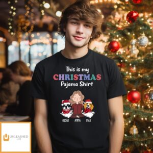 Dog Christmas Pajama T-Shirt – Personalized Custom Unisex T-Shirt Dog Christmas Pajama T-Shirt – Personalized Custom Unisex T-Shirt