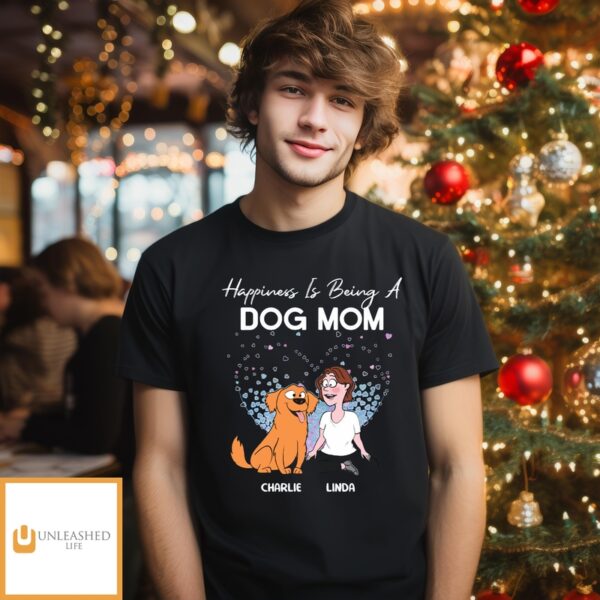 Dog Mom Happiness Heart – Personalized Custom Unisex T-Shirt