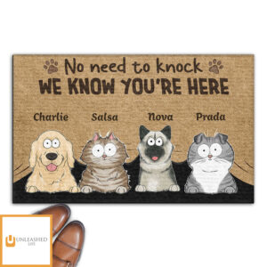 No Need To Knock We Know You Are Here – Personalized Custom Doormat
