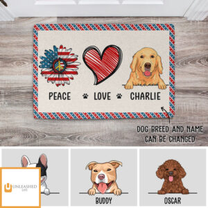 Peace Love Dog – Personalized Custom Doormat
