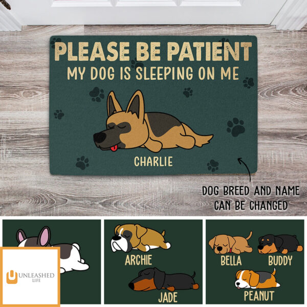 Sleeping On Me – Personalized Custom Doormat